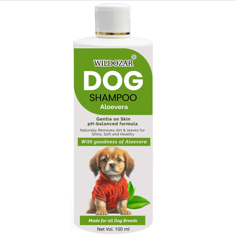 Wildozar Aloevera Dog Shampoo 100 ml for all Breeds | With Goodness of Aloevera