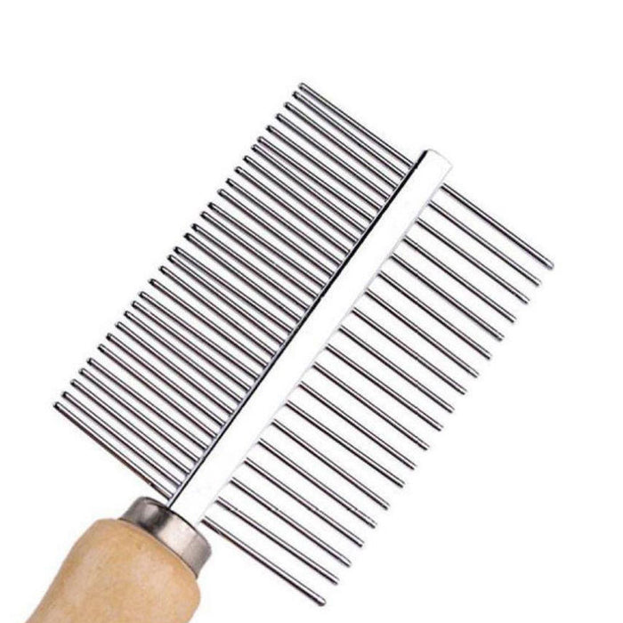 Furry Friend Pet Grooming Comb Wooden Handle for Dogs