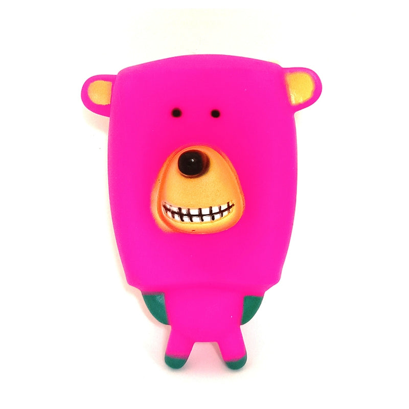 Furry Friend Flat Face Rubber Squeaky Toy for Dogs