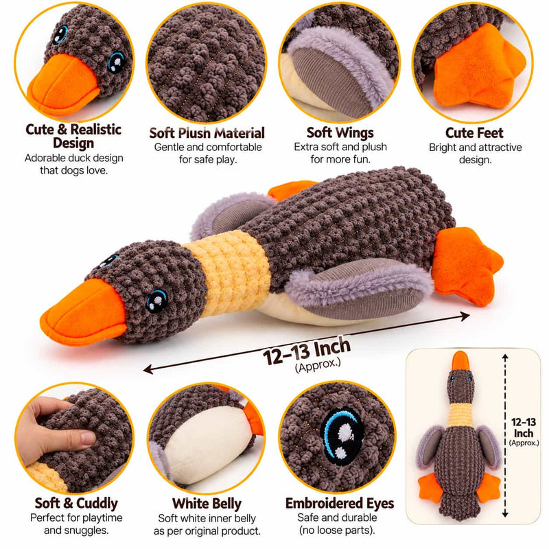 Furry Friend Plush Duck Dog Toy – Soft Stuffed Animal Toy, 12–13 Inch