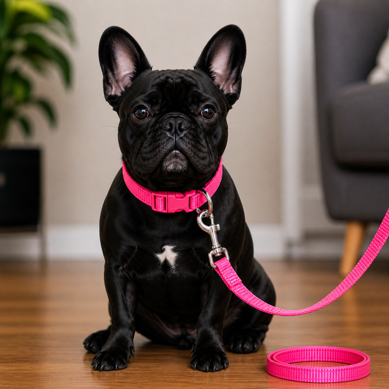 Puppy Collar & Leash Set – Adjustable Nylon Collar | Lightweight, Secure & Comfortable (Pink)