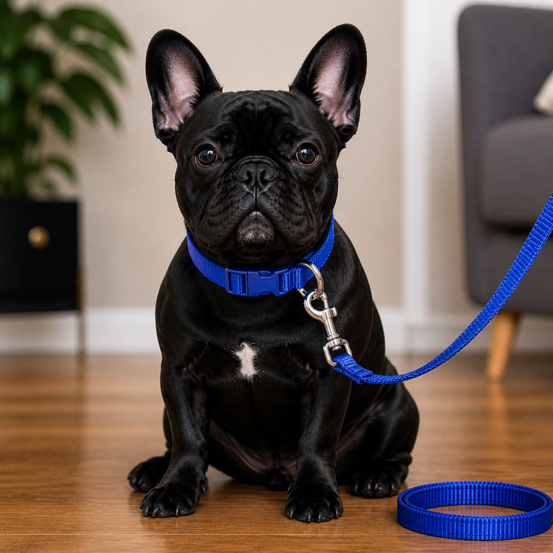 Puppy Collar & Leash Set – Adjustable Blue Nylon Collar | Lightweight, Secure & Comfortable