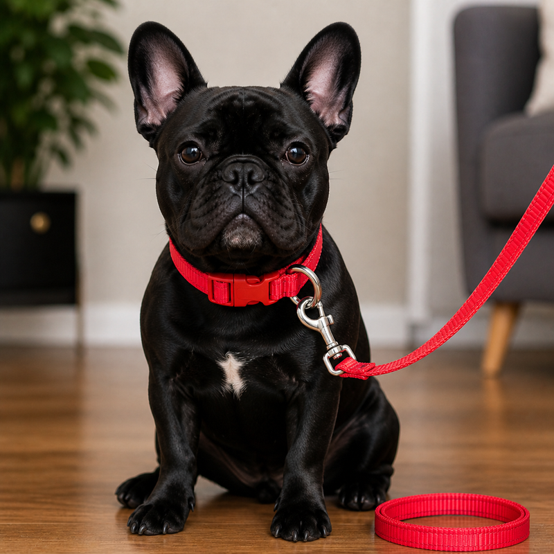 Puppy Collar & Leash Set – Adjustable Red Nylon Collar | Lightweight, Strong & Comfortable
