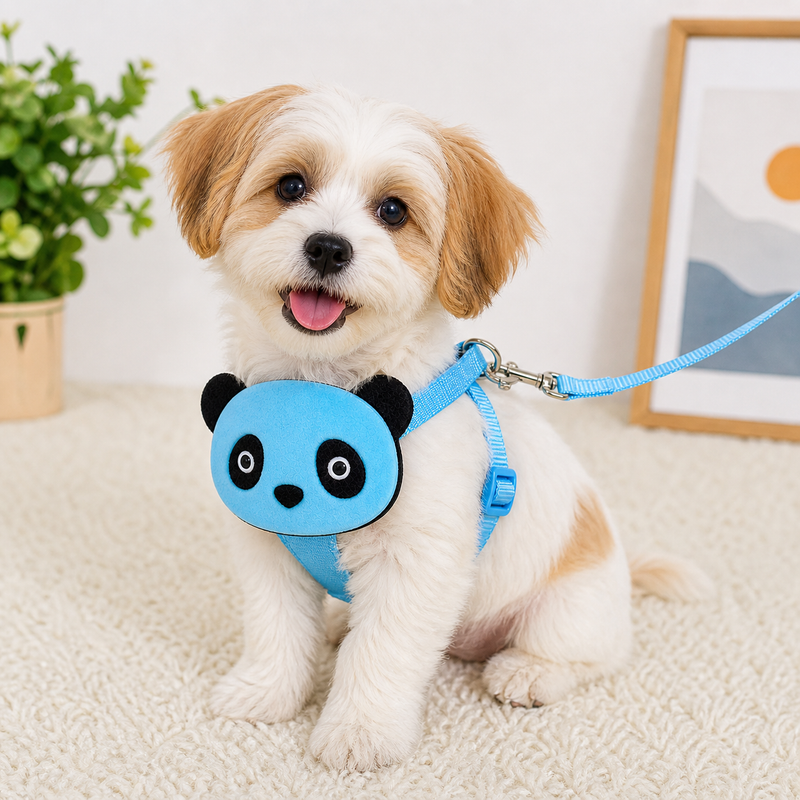 Panda Dog Harness with Leash – Soft, Comfortable & Adjustable | Perfect for Puppies & Small Dogs