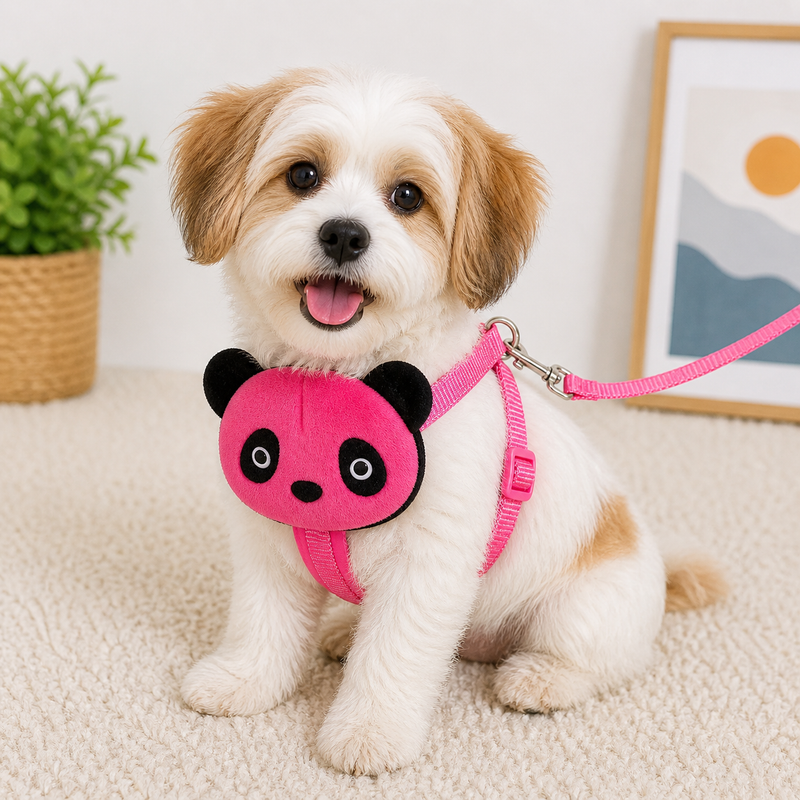 Panda Dog Harness with Leash – Soft, Comfortable & Adjustable | Perfect for Puppies & Small Dogs