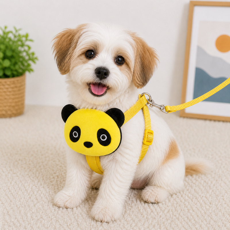 Panda Dog Harness with Leash – Soft, Comfortable & Adjustable | Perfect for Puppies & Small Dogs