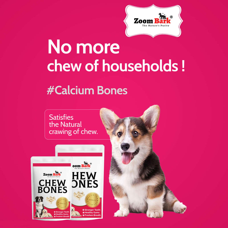 Zoom Bark Dog Calcium Chew Bone Rawhide Pressed Bone Treat for Dogs & Puppies