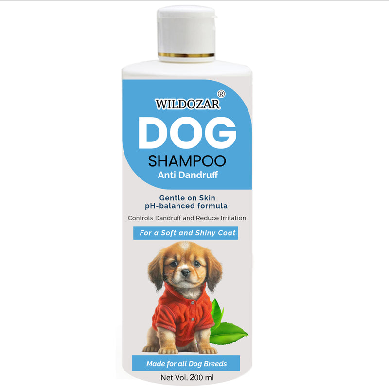 Wildozar Anti Dandruff Dry Skin Shampoo for Dogs and Puppies | Smooth, Soft and Shiny Coat
