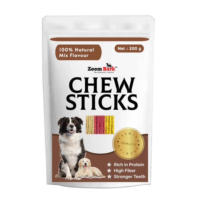 Zoom Bark Dog Munchy Chew Sticks Mix Flavour (Mutton+Chicken+Natural) for dogs 200 g