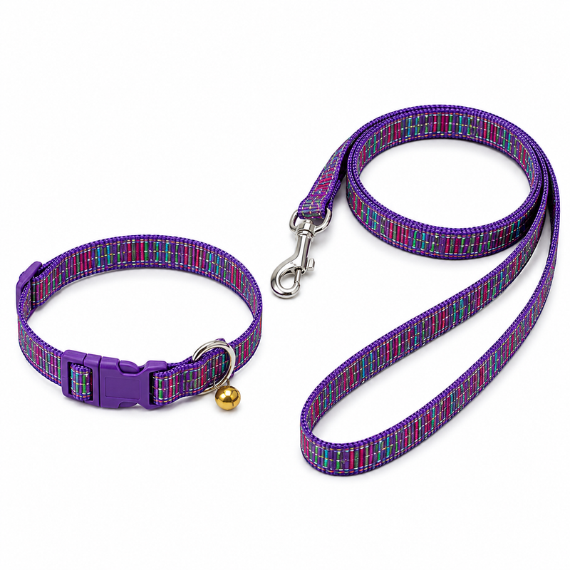 Furry Friend Premium Printed Dog Leash-Collar Set with Bell for Puppies & Extra Small Dogs | Soft, Lightweight & Stylish (10 mm Width)