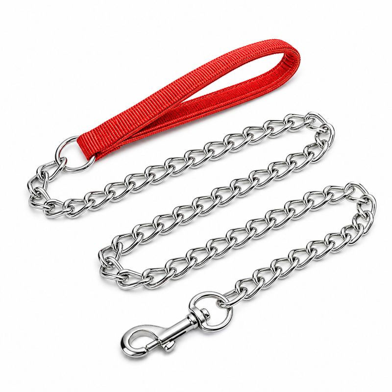 Furry Friend Dog Steel Chain with Handle 44 Inch for Medium Dogs | Strong Metal Chain Leash with Nylon Grip