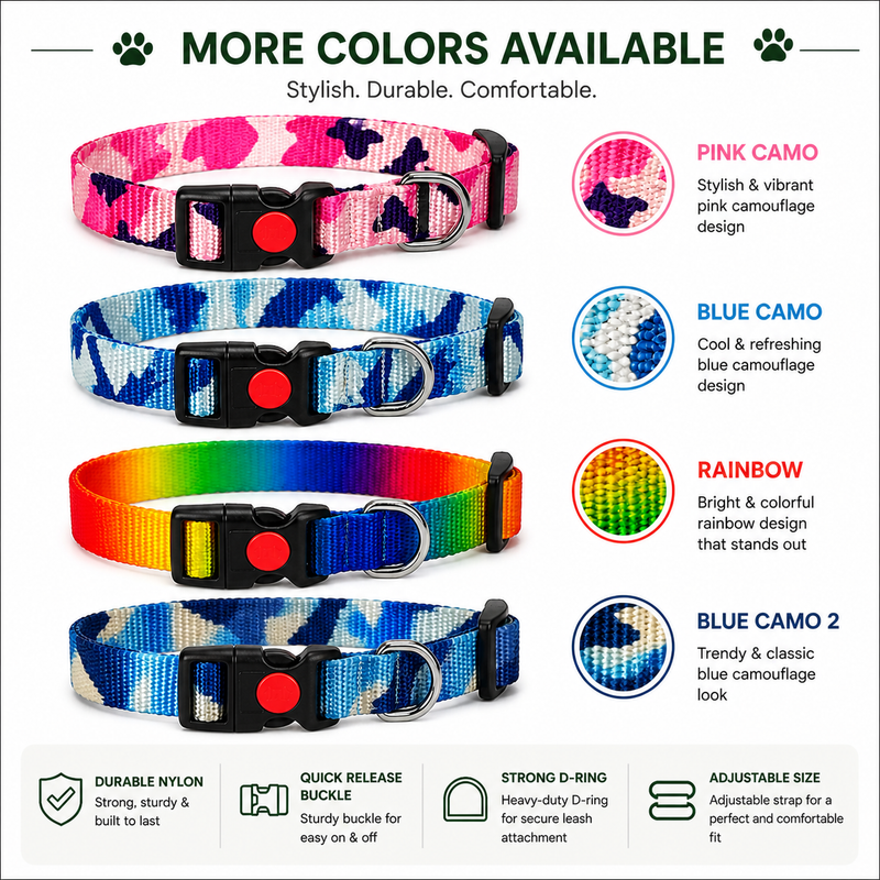 Furry Friend Adjustable Nylon Dog Collar for Puppies & Medium Dogs | Soft, Durable & Comfortable