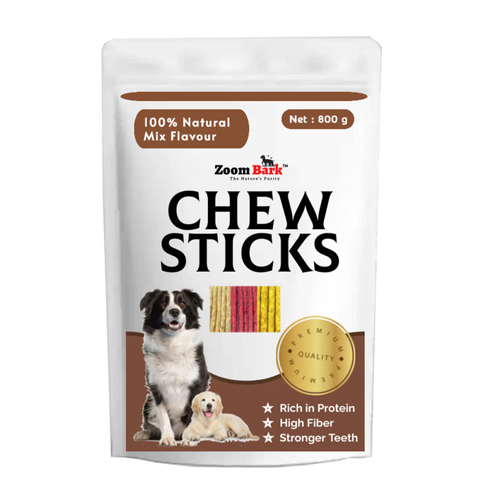 Zoom Bark Dog Munchy Chew Sticks Mix Flavour (Mutton+Chicken+Natural) for dogs 800 g