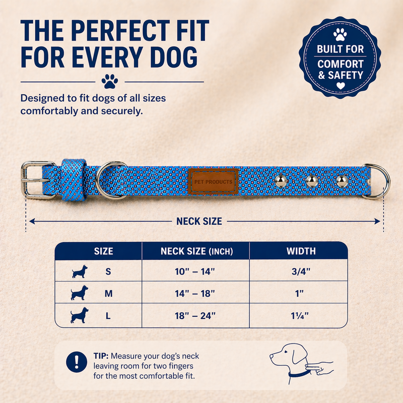 Soft Padded Dog Collar Belt for Small Dogs and Puppies – Comfortable, Strong & Adjustable