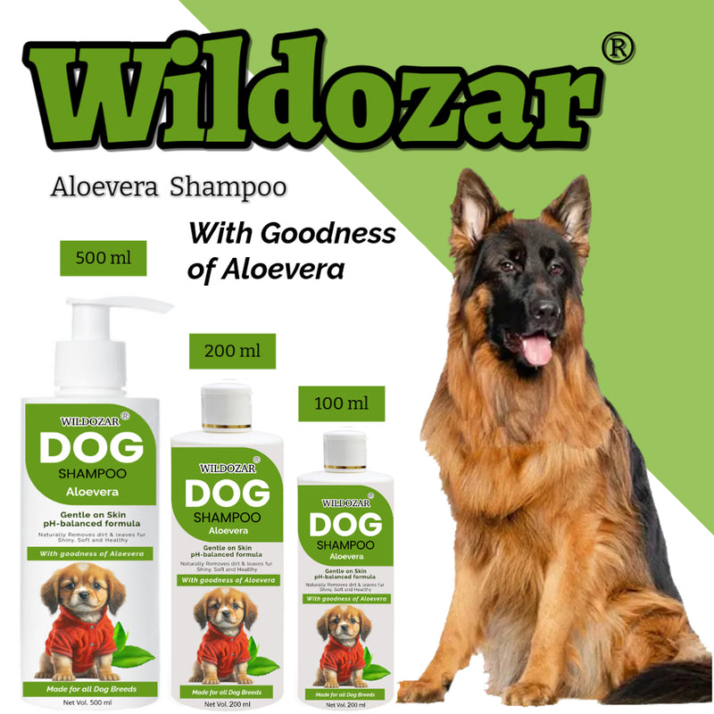 Wildozar Aloevera Dog Shampoo for all Breeds | With Goodness of Aloevera