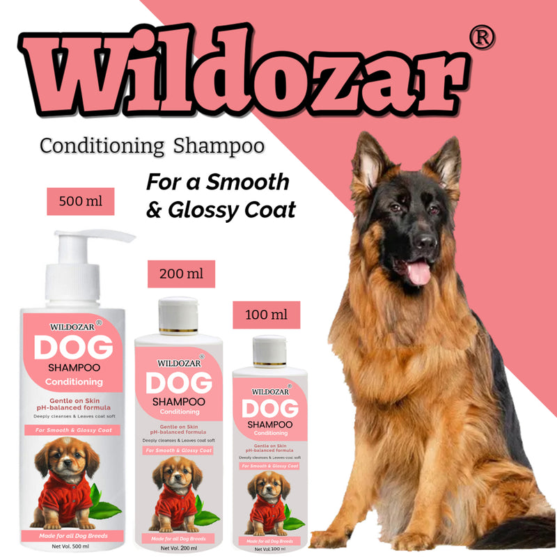 Wildozar Conditioning Dog Shampoo 100 ml for all Breeds | Smooth and Glossy Coat