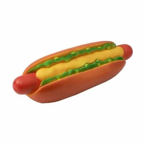 Furry Friend Rubber Chew Hot Dog Squeaky Toy for Dogs