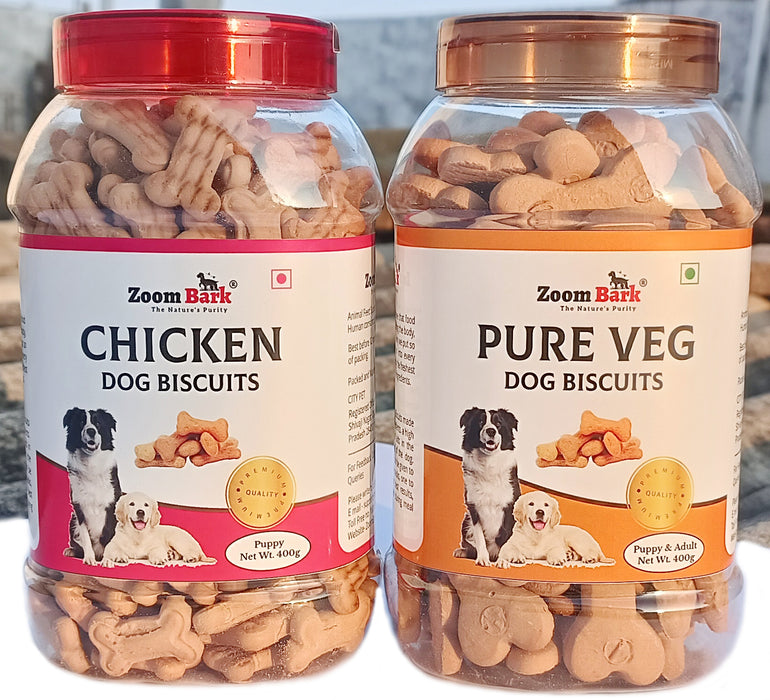 Zoom Bark Pure Veg. and Chicken Dog Biscuits Jar