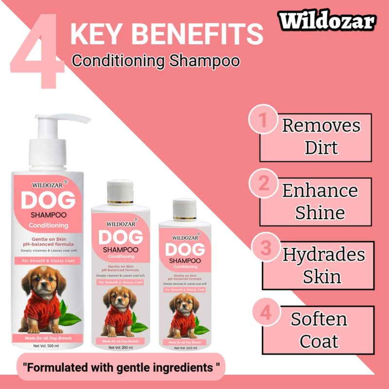 Wildozar Conditioning Dog Shampoo for all Breeds | Smooth and Glossy Coat