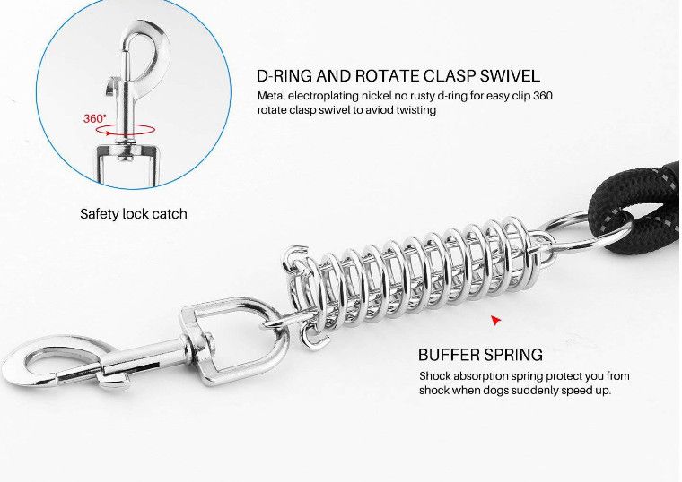 Furry Friend 65 Inch Dog Nylon Rope Leash with Spring Hook for Medium & Large Dogs