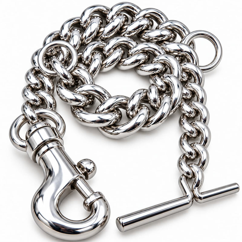 Furry Friend Extra Heavy Duty Chrome Steel Dog Chain Leash for Powerful Dogs & Giant Breeds , Length 5 Feet (60 Inch), Approx. Weight 1.2 kg, with Heavy Metal Snap Hook & T-Bar Handle