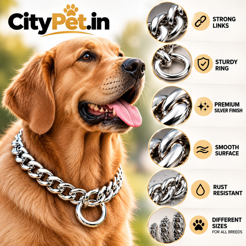 Super Premium Silver Luxury Choke Chain for Dogs & Puppies