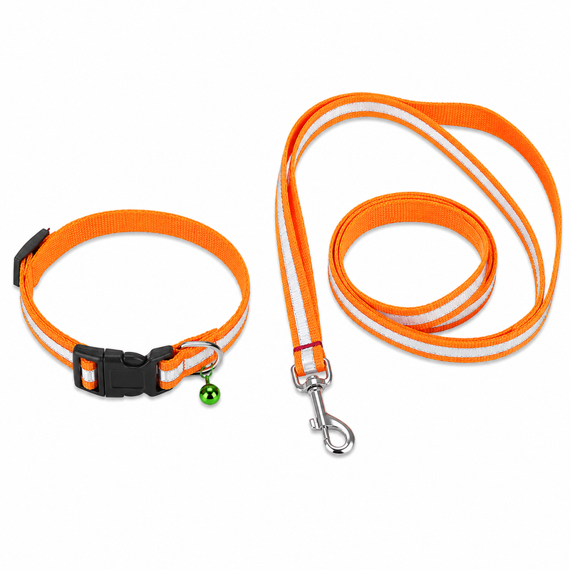 Furry Friend Shiny Reflective Leash & Adjustable Collar Set with Bell for Puppies & Extra Small Dogs | 0.5 Inch Width