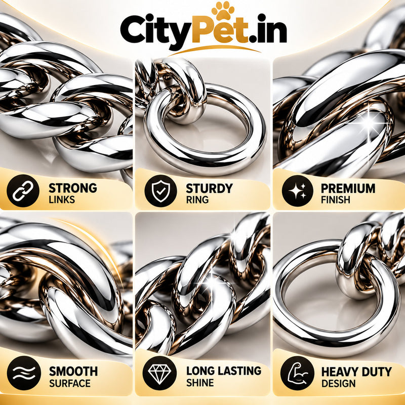 Super Premium Silver Luxury Choke Chain for Dogs & Puppies
