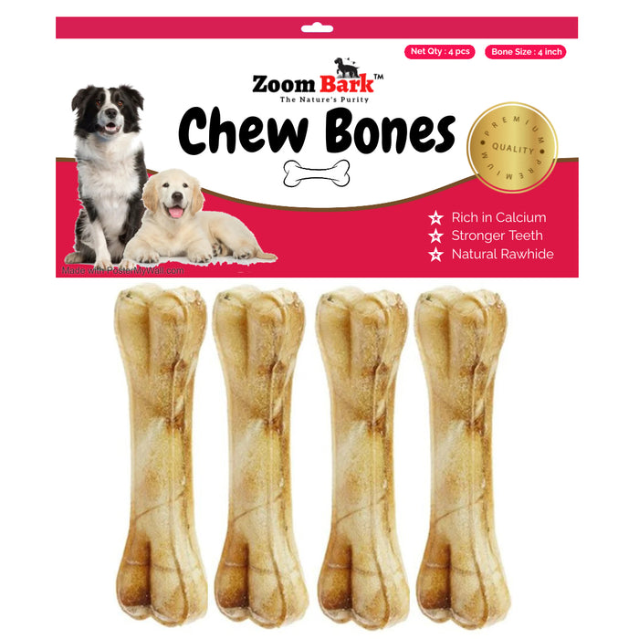 Zoom Bark Rawhide Pressed Chew Bone for Dogs Xtra Large 4x1 Pack (7.5 Inch)
