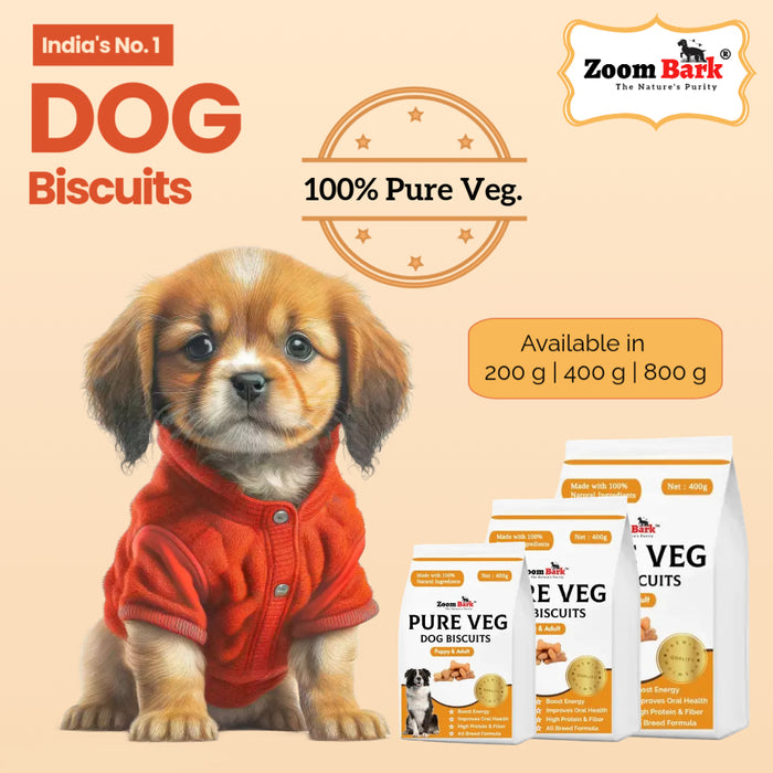 Zoom Bark Pure Veg. Dog Biscuits 800 g for Puppies & Adult Dogs