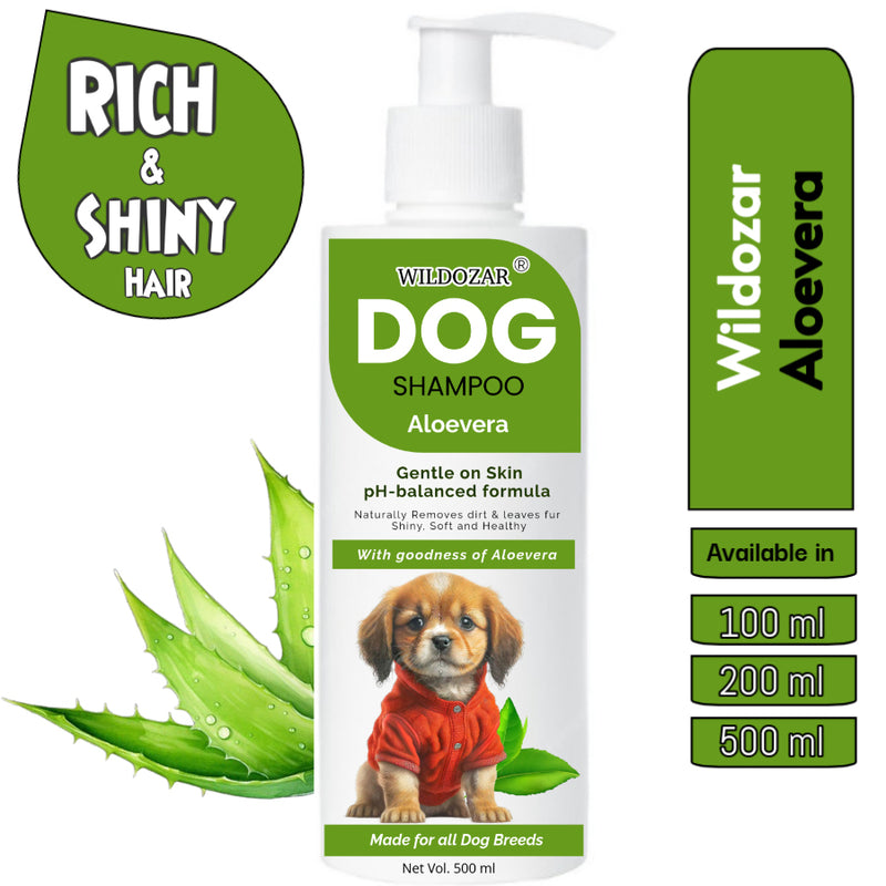Wildozar Aloevera Dog Shampoo 100 ml for all Breeds | With Goodness of Aloevera