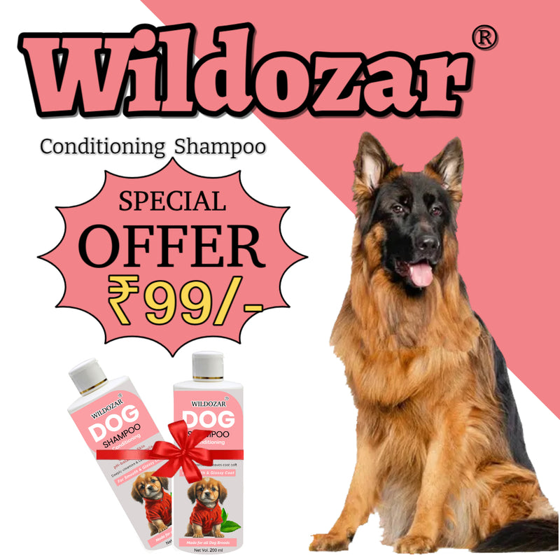 Wildozar Conditioning Dog Shampoo 100 ml for all Breeds | Smooth and Glossy Coat