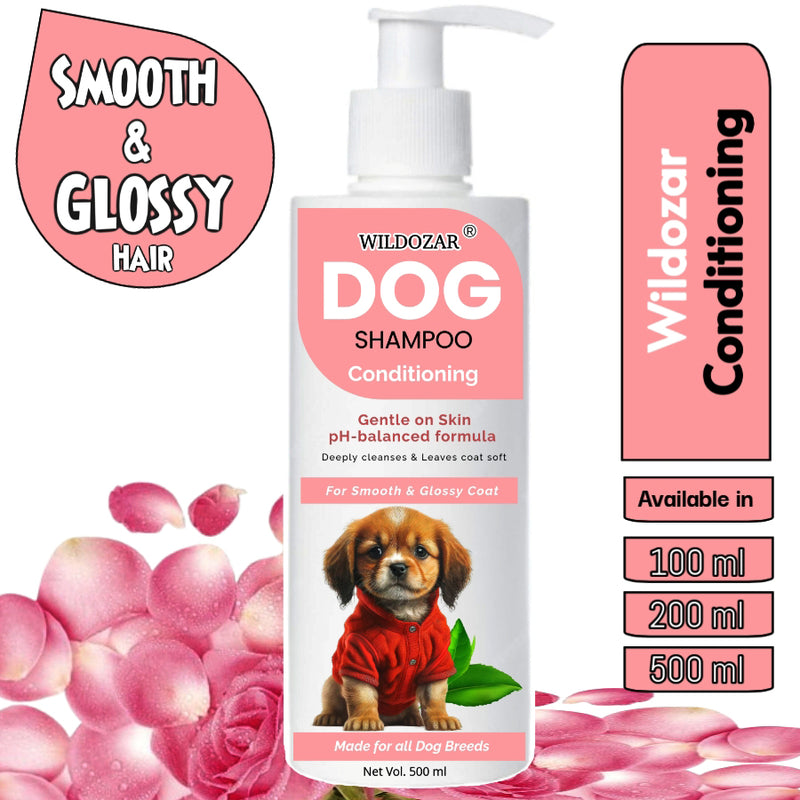 Wildozar Conditioning Dog Shampoo 100 ml for all Breeds | Smooth and Glossy Coat