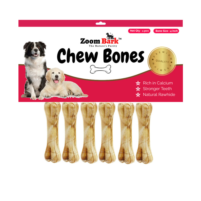 Zoom Bark Rawhide Pressed Chew Bone for Puppies- Xtra Small 6x1 (3 Inch)