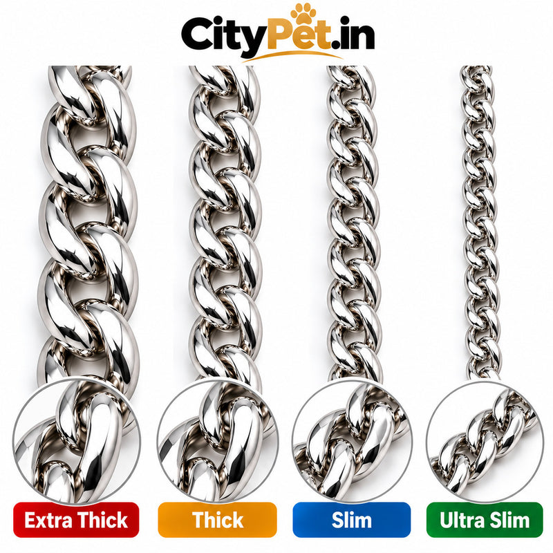 Super Premium Silver Luxury Choke Chain for Dogs & Puppies