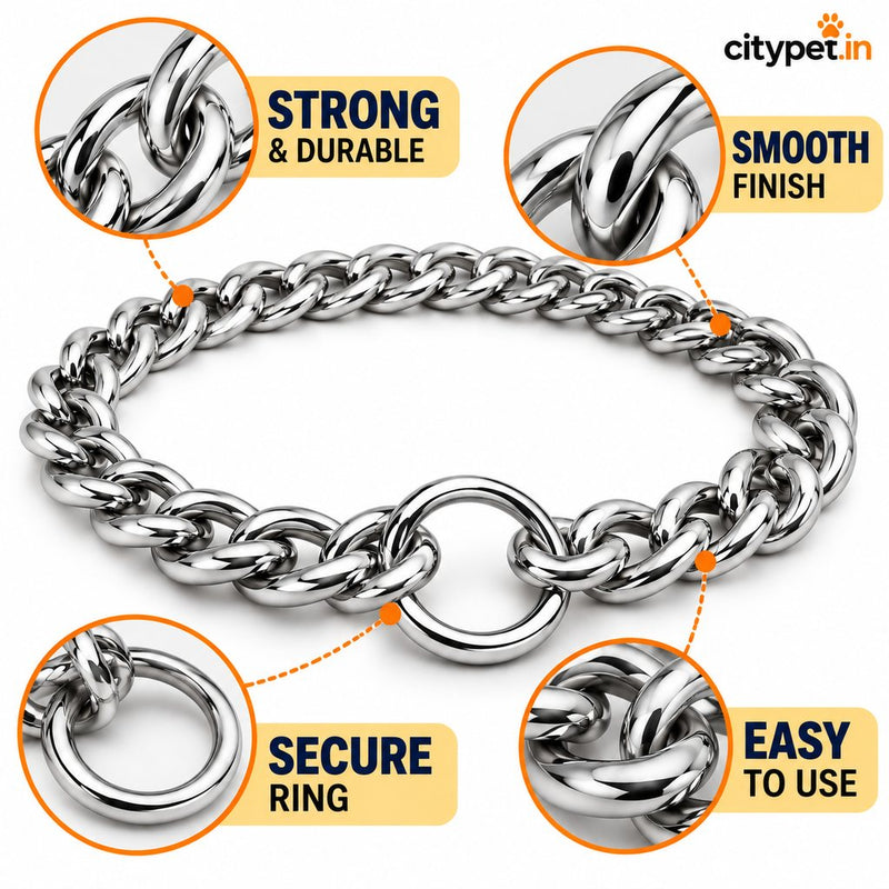 Furry Friend Chrome Plated Choke Chain for Dogs | Strong Steel | Smooth Finish