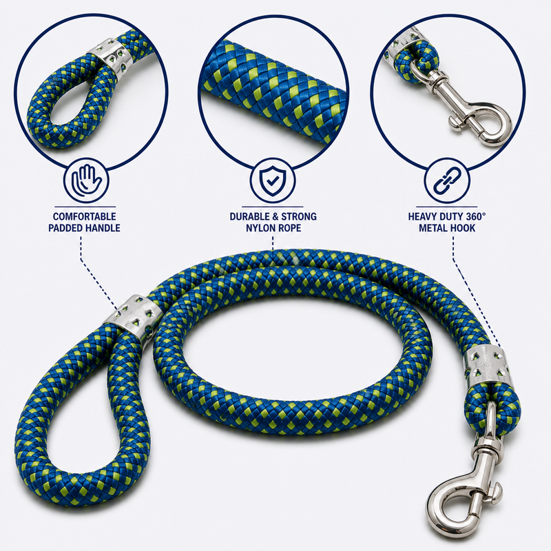 Furry Friend Heavy Duty Dog Rope Leash 56 Inch for Large & Strong Dogs (Rottweiler, Great Dane) – Durable Nylon, Comfortable Grip