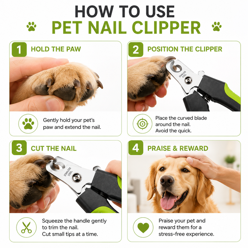 Premium Pet Nail Clipper for Dogs & Cats | Stainless Steel Blade | Comfortable Grip Handle
