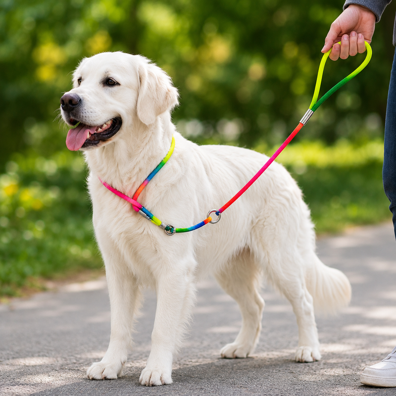 Furry Friend Adjustable Nylon Rainbow Rope Dog Leash
