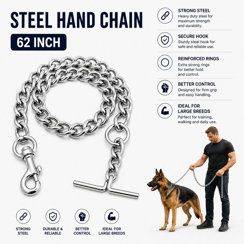 Furry Friend Dog Steel Chain 62 Inch for Large Dogs | Strong Metal Chain | Secure Hook