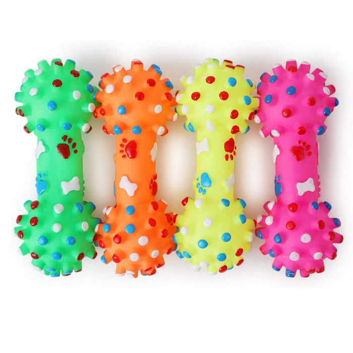 Furry Friend Rubber Squeaky Spike Dumbbell for Dogs