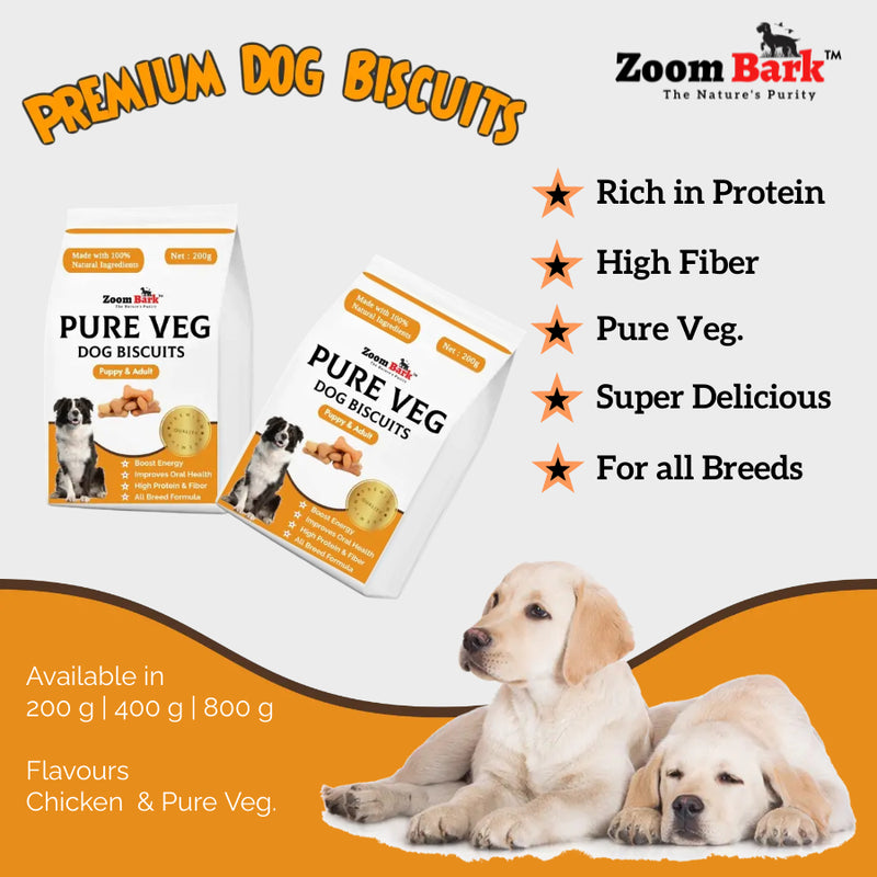 Zoom Bark Pure Veg. and Chicken Dog Biscuits for Puppies & Adult Dogs