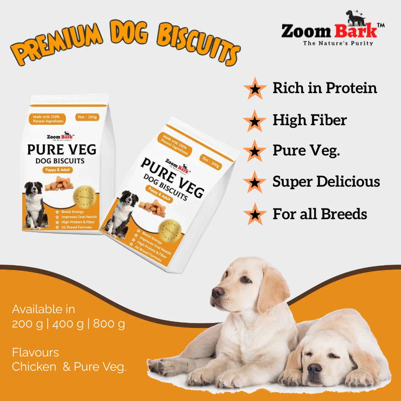 Zoom Bark Pure Veg. Dog Biscuits 400 g for Puppies & Adult Dogs