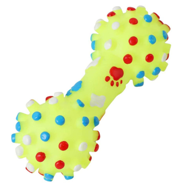Furry Friend Rubber Squeaky Spike Dumbbell for Dogs