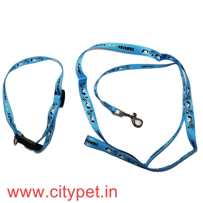 Printed Nylon Leash with adjustable Collar Set (width .5 inch) Small 1