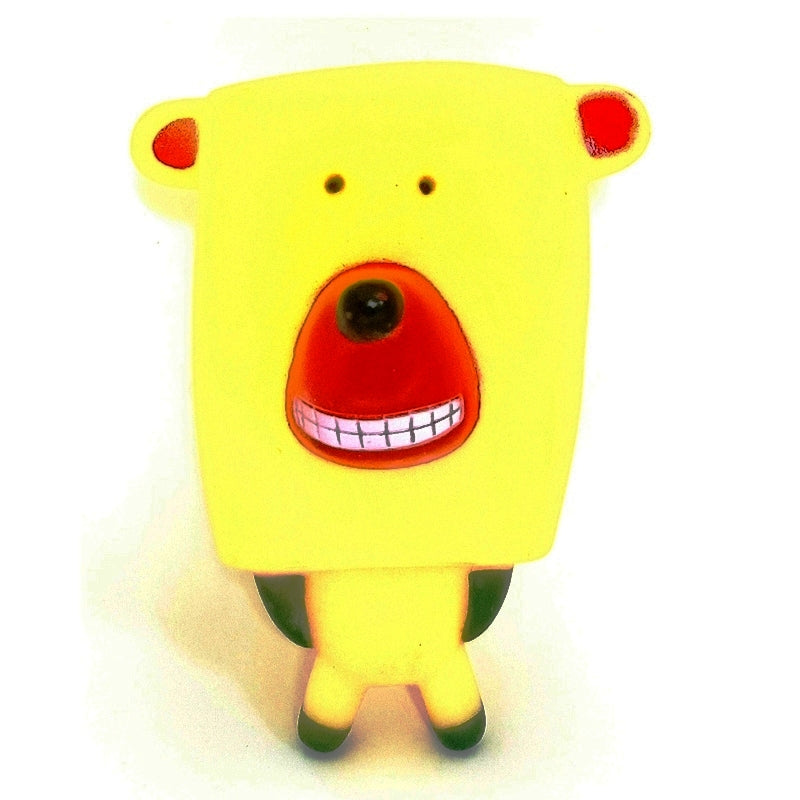 Furry Friend Flat Face Rubber Squeaky Toy for Dogs