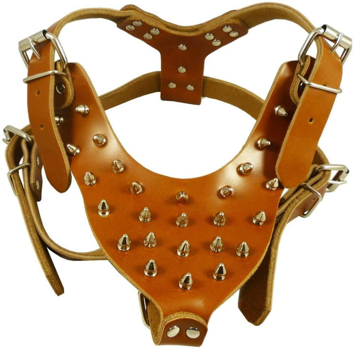 Furry Friend Leather Spike Harness- large