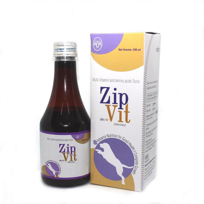 Intas Zip Vit Multivitamin & Amino Acid Tonic for Pets 200 ml