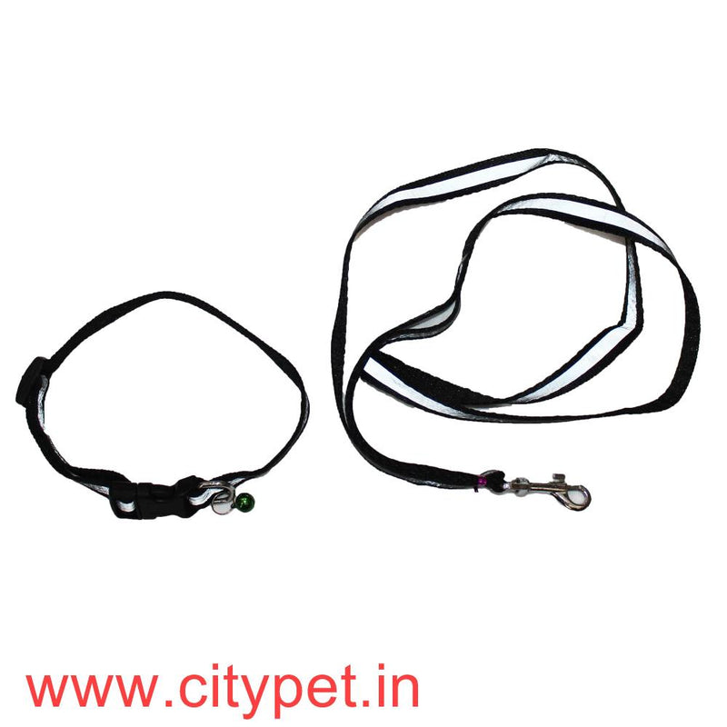 Shiny Reflective Leash Adjustable Collar Set with bell- Small 2