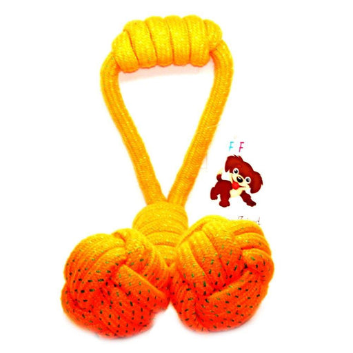 Furry Friend Cotton Braided 2 Ball Chew Rope Toy for Dogs & Puppies